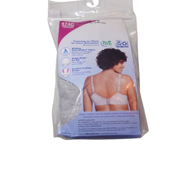 Playtex 18 Hour Ultimate Lift & Support Wireless Full Coverage Bra Sz 42B Gray - Picture 7 of 8